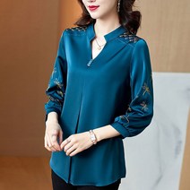 블라우스 여름 패션 단추 단색 v 넥 3/4 소매 여성 의류 기질 접착제 풀오버 셔츠 사무실 탑티