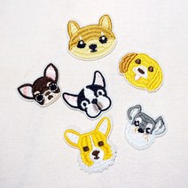 15. 귀여운 강아지 얼굴 자수와펜 열접착 자수패치