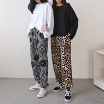 페이즐리 호피 밴딩 반배기 조거 팬츠 남녀공용 (~XL)