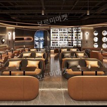 카페 바 호프집 식당 매장 레스토랑 업소용 붙박이의자 쇼파, C. 1.6m