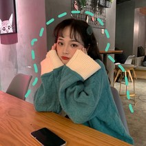 HQINT 여자 니트 긴팔 니트티 겨울 여자니트 오버핏 여자니트티 루즈핏 긴팔티 단추 데일리 사계절 기본 빅사이즈 ZB-57101
