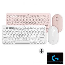 로지텍 멀티 디바이스 블루투스 키보드 K380+ Pebble 마우스 세트 (마우스 패드 증정 ), 핑크, K380키보드+PEBBLE마우스