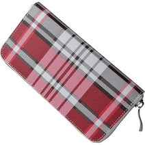 여성 지갑 타탄 체크 라운드 지퍼 장지갑 남성