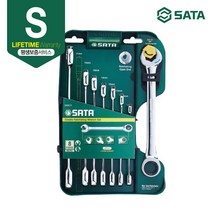[사타/SATA] 더블라쳇 기어렌치 세트 8종(8PCS) 08007A (mm 미리 사이즈), 1개