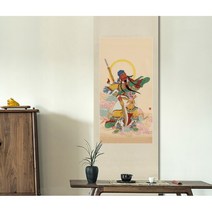 족자 두루말이 장군님 탱화 무속 종교 그림 인테리어 선물 장식 걸이, 족자80x210cm 그림69x138cm
