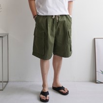 쿼터 와일드 핀턱 하프 버뮤다 벌룬 팬츠 와이드 빅사이즈 카고 밴딩 6부 반바지