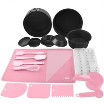홈베이킹 재료 제과 제빵 도구세트 EHZ Bakeware 세트 베이킹 시트 세트 장식 케이크 피자 빵 비 스틱 금형 실리콘 주걱 세트 DIY 베이킹 도구 크리스마스 선물, 핑크 55PCS
