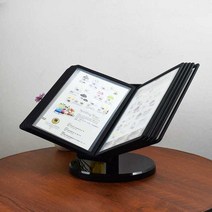 스탠드 회전 A4 메뉴판 케이스 메뉴얼 화일꽂이 안내판, 검정 A5 10장