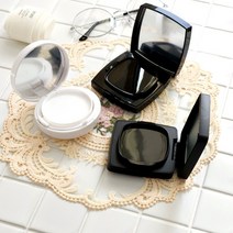 파운데이션 DIY 천연 화장품 제작 만들기 에어 쿠션 팩트 공 케이스 용기 통 공용기 소분 공병 소분통, A 삼각블랙