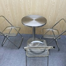 아크릴 스테인리스 카페 투명 의자 테이블 세트, 지름 70cm 원형 테이블
