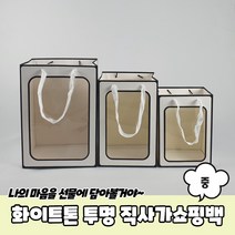 화이트톤 투명 세로 직사각쇼핑백 종이가방 중, 상세페이지 참조, 상세페이지 참조