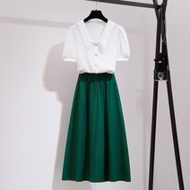 여름 반팔 상의+스커트 세트 2022 년 선녀 투피스