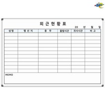 외근현황판 900x600 근무현황판 외근관리보드 주문제작 화이트보드 도안칠판추천, 자석형