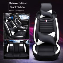 PU 가죽 자동차 시트 커버 볼보 XC60 V50 차량 액세서리 인테리어 디테일 프로텍터, 04 Black White 5 Seat