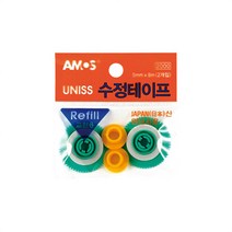 아모스 2500 유니스 수정테이프 리필 2개 세트 정품