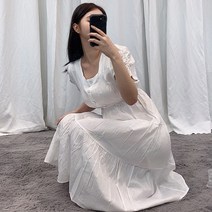 VANANA2 여신핏 여성 러블리 프릴 반팔 롱 미디 원피스