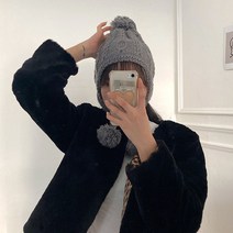 더문_방울니트귀도리모자