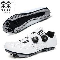 싸이클 슈즈 신발 남녀공용 사이클링 스니커즈 플랫 슈즈 클리트 자동 잠금, 없음, MTB white cleats+47