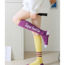 여성 짝짝이 스포츠 압박 니삭스, 오렌지+네이비