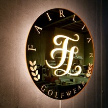 [209팩토리]골드미러간판 Size33x33cm led후광 인테리어소품조명 원형사인 디자인간판제작 066, 02.사이즈 주문제작, 02.전구색(제품적용)