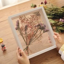 말린꽃 부케액자 프레임 DIY 수제 불멸의 꽃 보존액자, 화이트