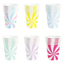 롤리팝 종이컵6개입 홈 파티 생일 일회용 테이블웨어행사 용품 무형광K01, 옐로우