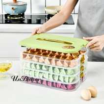 UNBAISER 4층 만두통 냉장고 전용 가정용 냉동 냉동 냉동 만두 손만두 혼돈 신선도 수납함, 녹색, 4단(만두 160개)