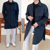 남자 봄 가을 빅사이즈 트렌치 롱 코트 간절기 아우터 블랙 베이지 네이비 L XL