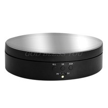 턴테이블 레트로 3속도 전기 회전 디스플레이 스탠드 거울 360 도 턴테이블 보석 홀더 배터리 사진 비디, 04 Black With Mirror