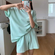 러브핑코 여성용 오버핏 레터링 트레이닝 상하의 세트