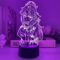 원신 야에미코 3D 아크릴 스탠드 무드등 만들기 LED DIY 집들이 선물 조명 취침등, 블랙 16색 리모콘, D