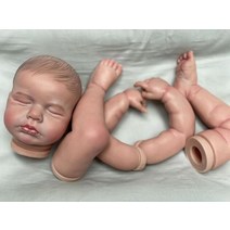 예쁜 Saskia 20 인치 Painted Bebe Reborn Kits 핸드 메이드 lifelike softbaby 미완성 DIY Doll With Hair, [02] LOU LOU Painted Hair
