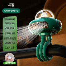 유모차 휴대용 선풍기 문어발 모기퇴치 선풍기, 그린/모기퇴치720주파수/배터리수명11시간