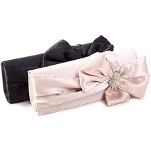 아우로라 새틴 리본 스톤 클러치 백 파티