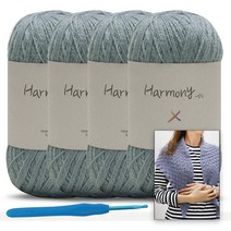 [니뜨] 어울림 뜨개실(40g)x4볼+모사용코바늘7/0호+어울림삼각숄도안, 912_쿨그레이