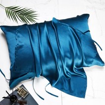 100% 순수실크 베개 타올 뽕나무 실크 커버 스트랩 4 개 16 Momme, blue, 74cmx52cm