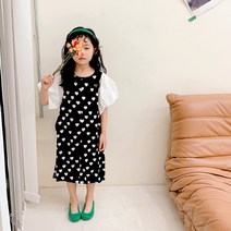 미소파파 헤이리 퍼프 슬림 하트원피스 여아 유아 쉬폰 롱 여름 치마