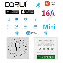 스마트홈 스마트전등스위치 CORUI 16A Tuya 와이파이 스위치 2 방법 제어 미니 타이머 라이프 Alexa Google Yandex 앨리스, 단일옵션