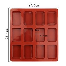 12 구멍 둥근 직사각형 실리콘 비누 금형 수제 공예 DIY 비누 만들기 도구 금형 식품 학년 실리콘 비누 양식 금형, 27.5X25.1X2.3CM