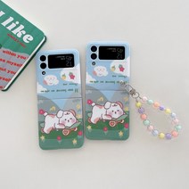 썬 핸드폰 케이스 갤럭시 Z플립3 Z플립4 귀여운 강아지 캐릭터 커버 케이스