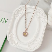 갤러리에이 해바라기 옐로우 플라워 큐빅 써지컬 펜던트 동그라미 레이어드 목걸이