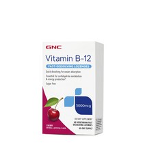 GNC 비타민 B-12 5000mcg 체리 로젠지, 60정, 1개