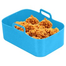 베이킹도구 다이소유산지 갈레트브루통틀 에어 프라이어 실리콘 냄비 트레이직사각형 오븐 베이킹 트레이 니재사용 라이너 삽입 접시오븐 도구 트레이그릴 팬 액세서리, 01 Blue