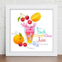 cy754-몸에좋은 과일주스 디자인액자 화이트/H타입-석류, 화이트