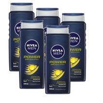니베아 맨 파워 리프레시 쓰리인원 샤워젤 바디워시 올인원워시 500ml Nivea MEN Power Refresh 3-IN-1 Shower Gel, 5개