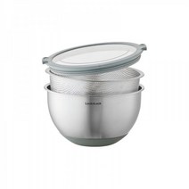 LOCKNLOCK 3 in 1 스텐 믹싱볼 세트 20cm믹싱볼뚜껑채반 SET - CKB015
