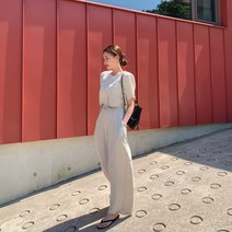클로슈W / 뮤즈 린넨 자켓 밴딩 와이드 투피스 세트