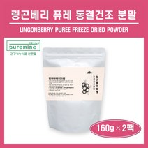 동결건조 링곤베리 퓨레 분말 가루 파우더 스웨덴 100% 링곤베리 퀸즈베리 열매 원물 주스 잼 월귤나무 빨간금 판토텐산 식이섬유 엽산 아미노산 링곤베리 차 쉐이크 추천 홈쇼핑, 2팩, ##푸름이네##동결건조링곤베리퓨레(160g)