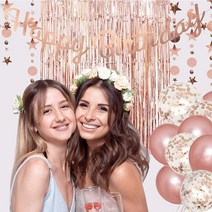 파티용품 은박수술커튼 가랜드 배경 술수커튼 반짝이 홀로그램 홈파티 생일축하 생일파티 기념일 파티커튼, 로즈골드