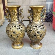 빈티지 앤틱소품 골동품 잡동품 수집 오래된 동기를 본떠 만든 투정 용봉화병 1쌍 가격 순동 고물